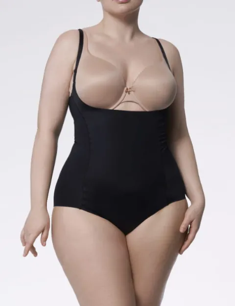 Body modelujące - 219 Basic Body Open Bust - body wyszczuplające pod biust - czarne