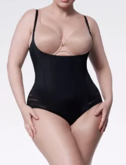Body z siateczką - 119 Mesh Body Open Bust - body wyszczuplające pod biust - czarne
