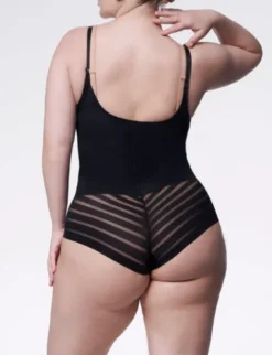 Body z siateczką - 119 Mesh Body Open Bust - body wyszczuplające pod biust - czarne