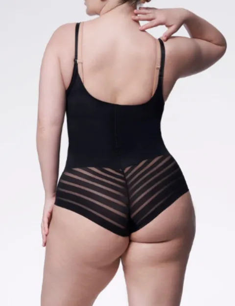 Body z siateczką - 119 Mesh Body Open Bust - body wyszczuplające pod biust - czarne