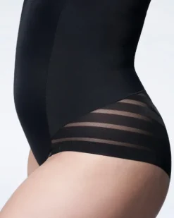 Body z siateczką - 119 Mesh Body Open Bust - body wyszczuplające pod biust - czarne
