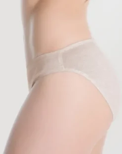 Cotton Hi-Cut - bawełniane figi damskie - piaskowe