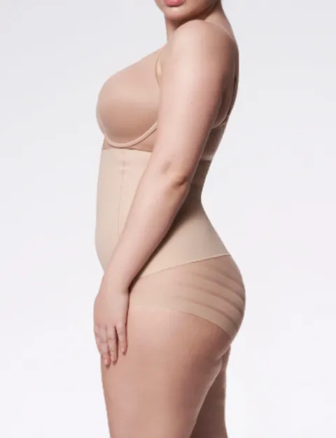 Figi z siatką - 141 Mesh Maxi Super High - figi wyszczuplające wysoka talia z siatką - naturalne