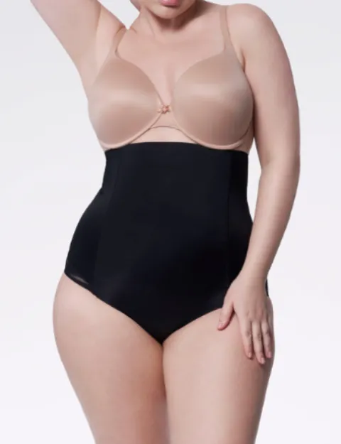 Figi z siatką - 141 Mesh Maxi Super High - figi wyszczuplające wysoka talia z siatką - czarne