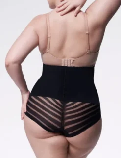 Figi z siatką - 141 Mesh Maxi Super High - figi wyszczuplające wysoka talia z siatką - czarne