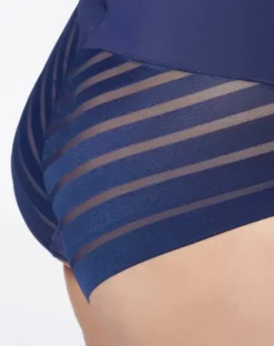 Figi z siatką - 141 Mesh Maxi Super High - figi wyszczuplające wysoka talia z siatką - granatowe