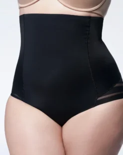 Figi z siatką - 141 Mesh Maxi Super High - figi wyszczuplające wysoka talia z siatką - czarne
