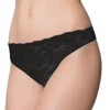 Hottie String - stringi z koronkowym przodem - czarne