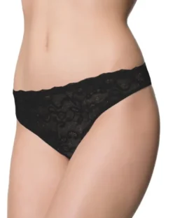 Hottie String - stringi z koronkowym przodem - czarne