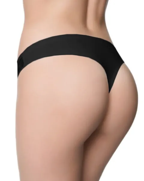 Hottie String - stringi z koronkowym przodem - czarne